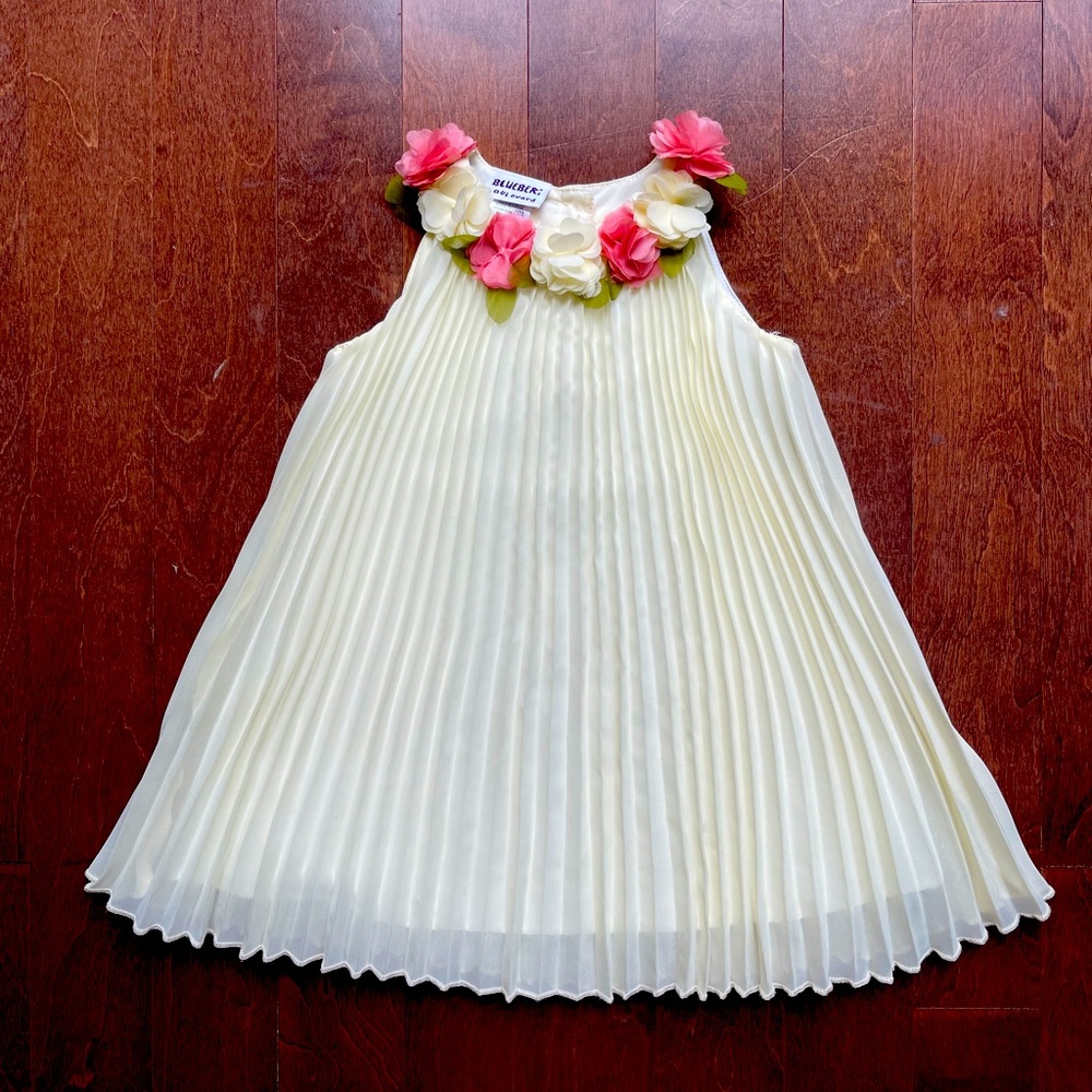 24mos Blueberi Blvd. pleated yellow chiffon dress